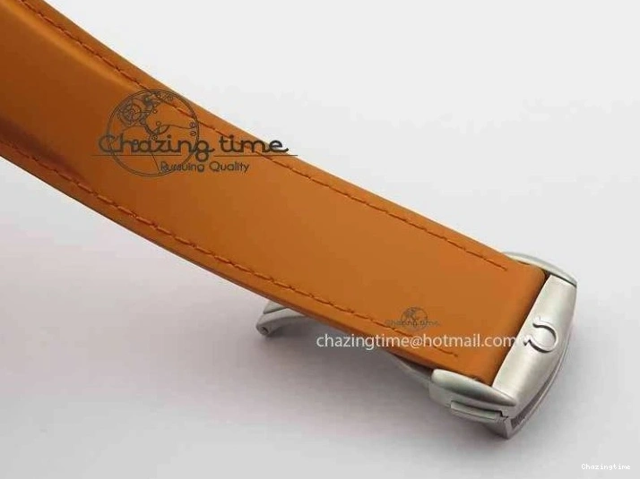 0408 Planet Ocean Master Chrono 45mm SS OM 1:1 Best Edition Black Dial On Orange Rubber Strap A Attractive 8170